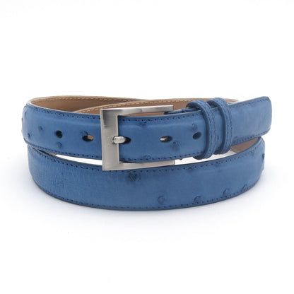 Cornflower Blue Ostrich Belt - Ostrich Leather Belt