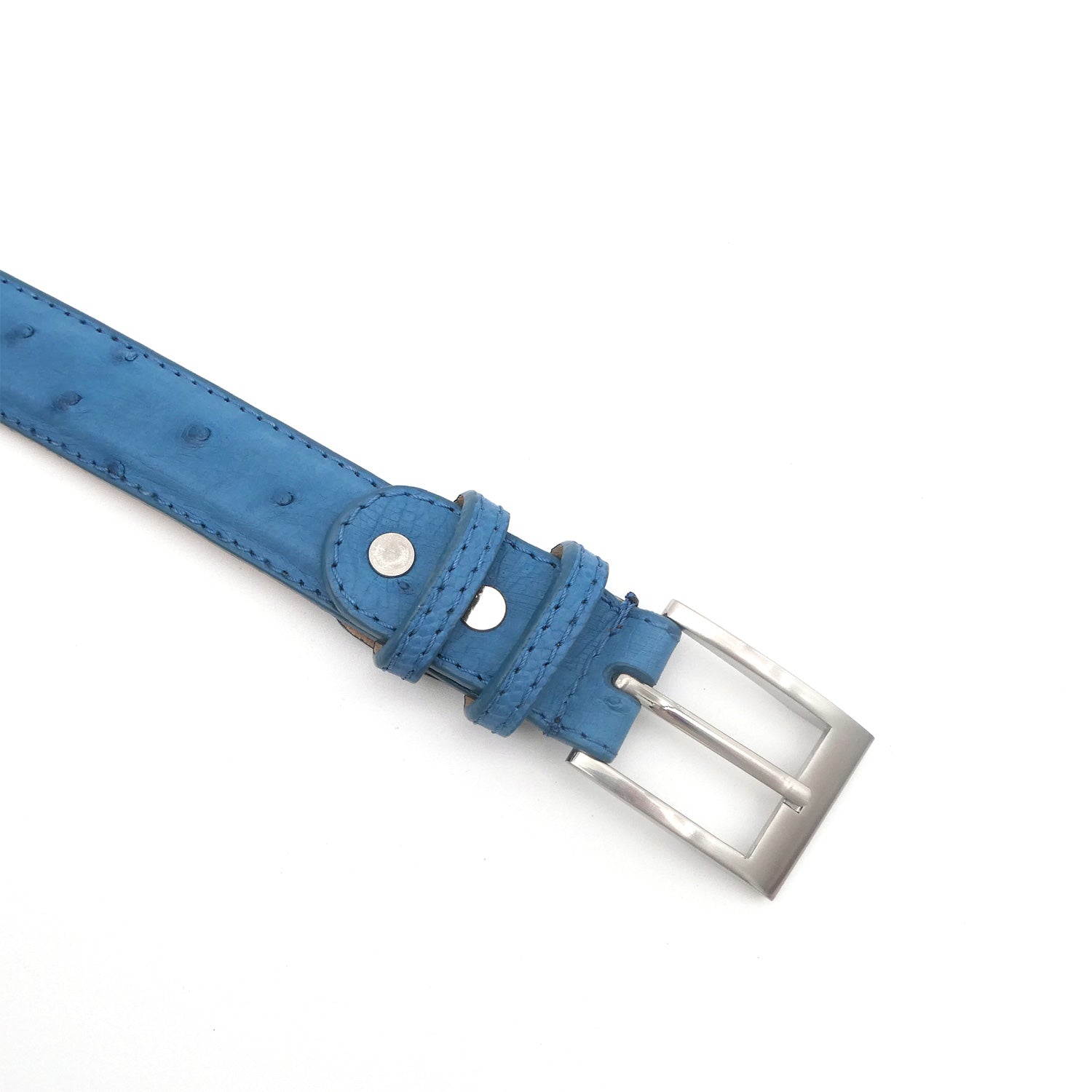 Cornflower Blue Ostrich Belt - Ostrich Leather Belt