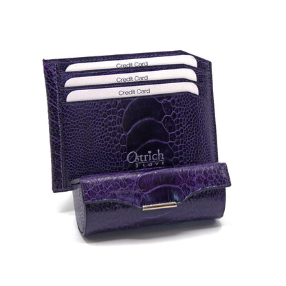 Luxury Ostrich Shin Leather Duo Gift Set - Ostrich Leather Wallet