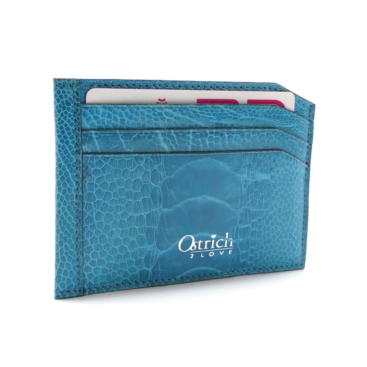 Luxury Ostrich Shin Small Cardholder - Ostrich Leather Wallet