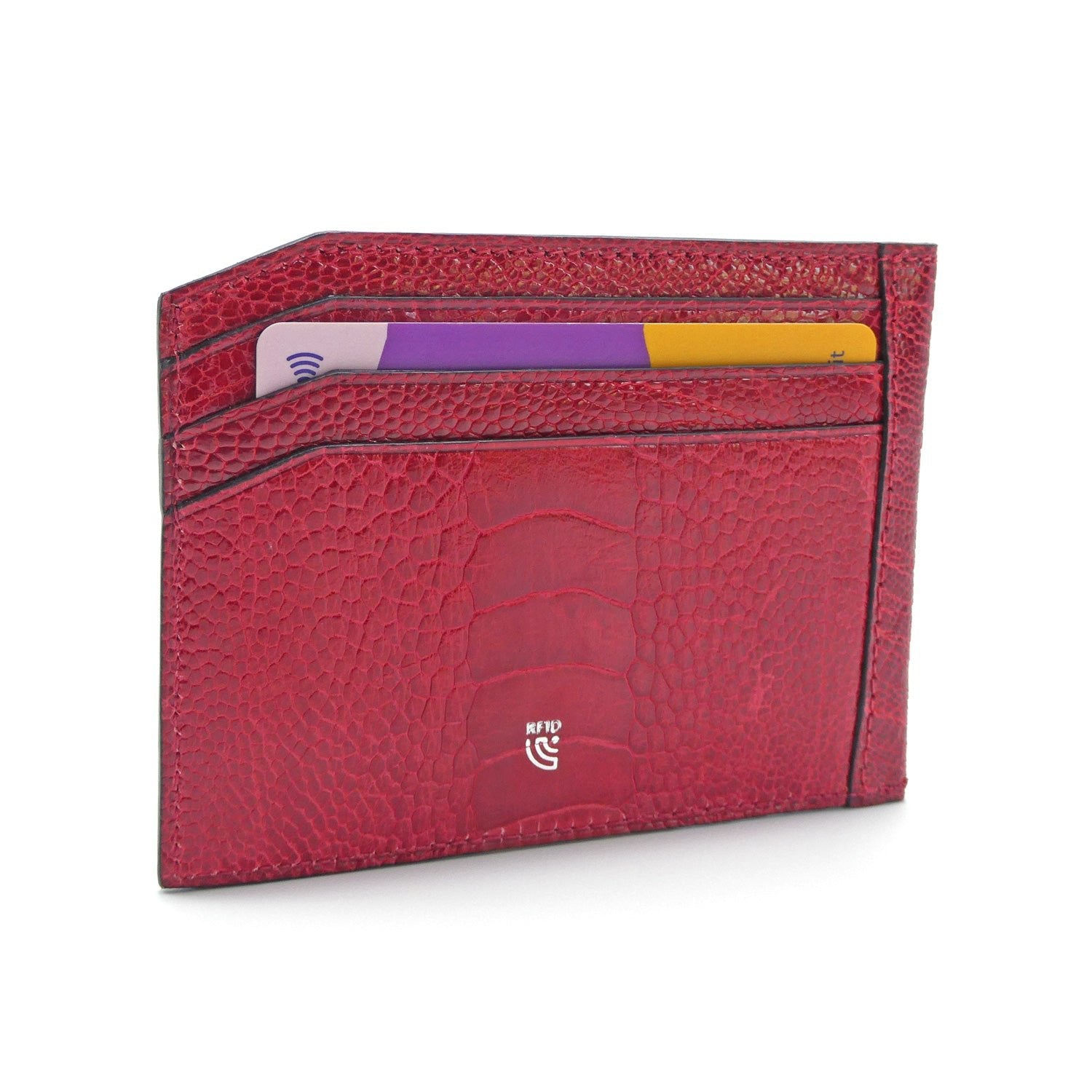 Luxury Ostrich Shin Small Cardholder - Ostrich Leather Wallet