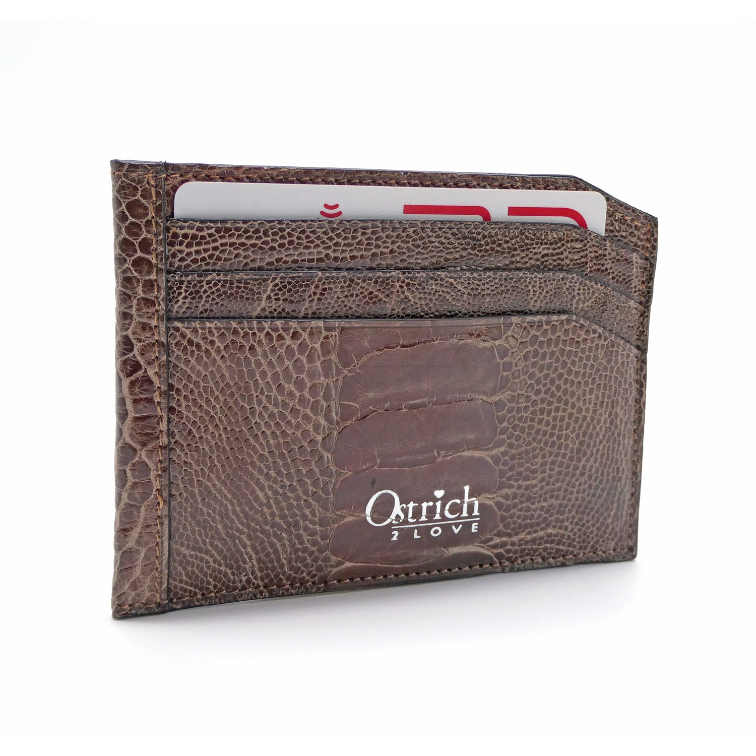 Luxury Ostrich Shin Small Cardholder - Ostrich Leather Wallet