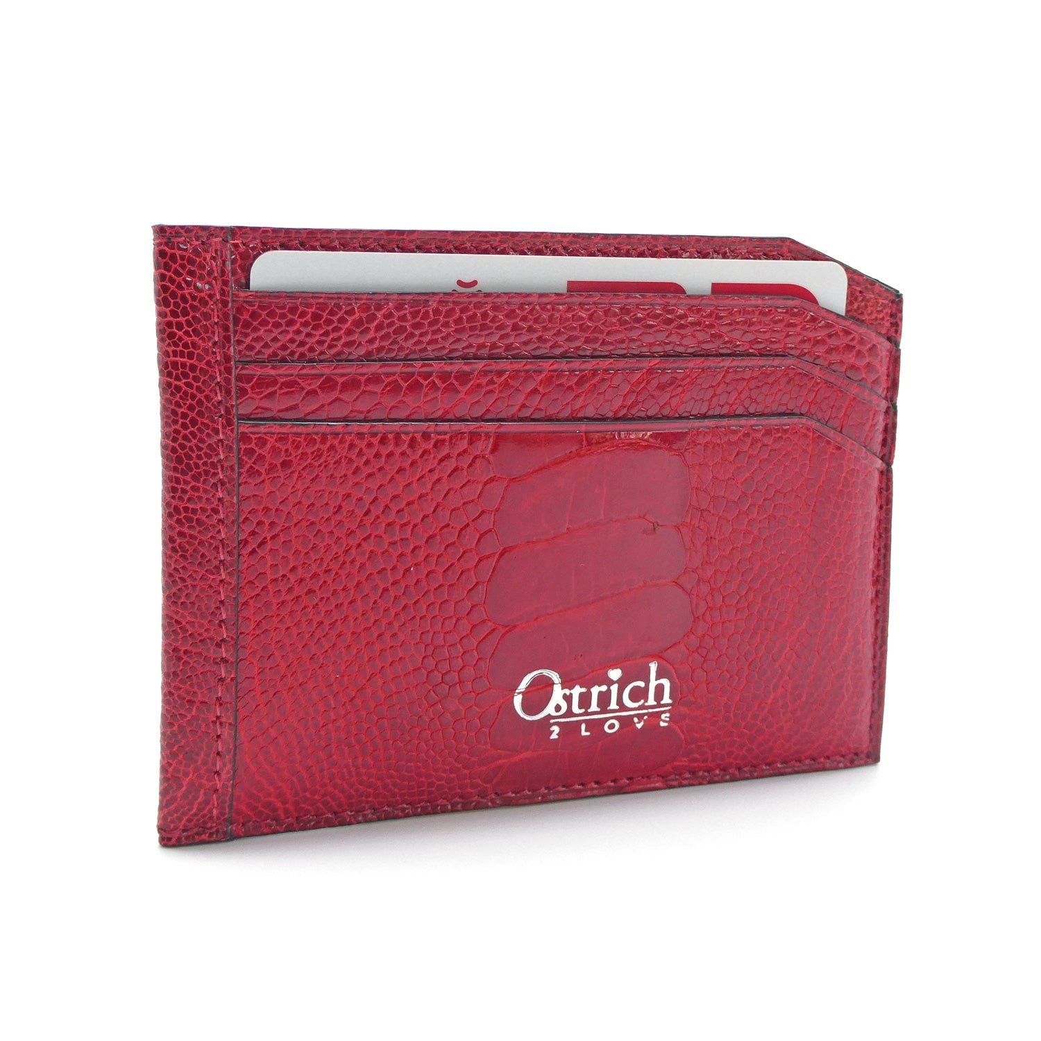 Luxury Ostrich Shin Small Cardholder - Ostrich Leather Wallet