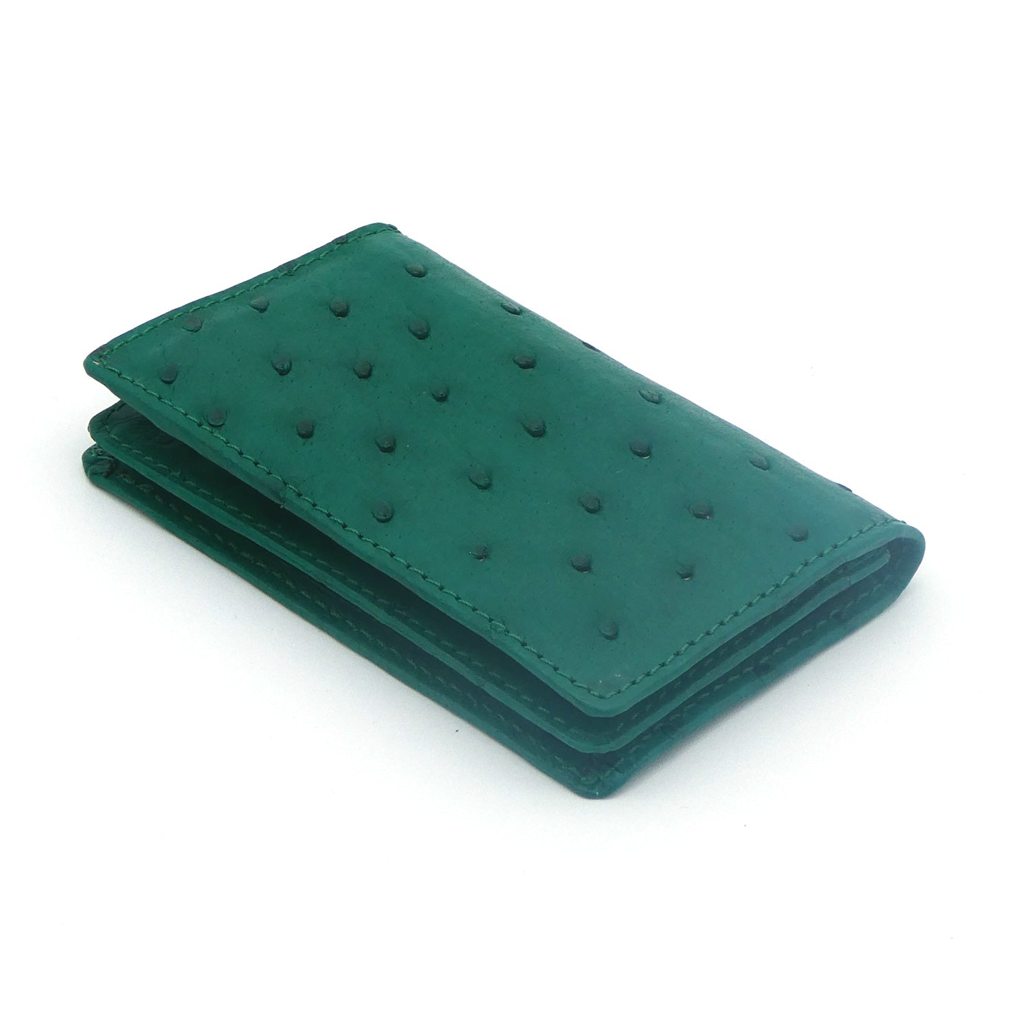 Ostrich Leather Business Card Holder Wallet - Ostrich Leather Wallet