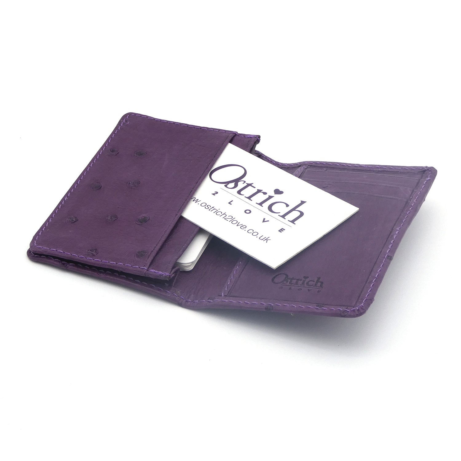 Ostrich Leather Business Card Holder Wallet - Ostrich Leather Wallet