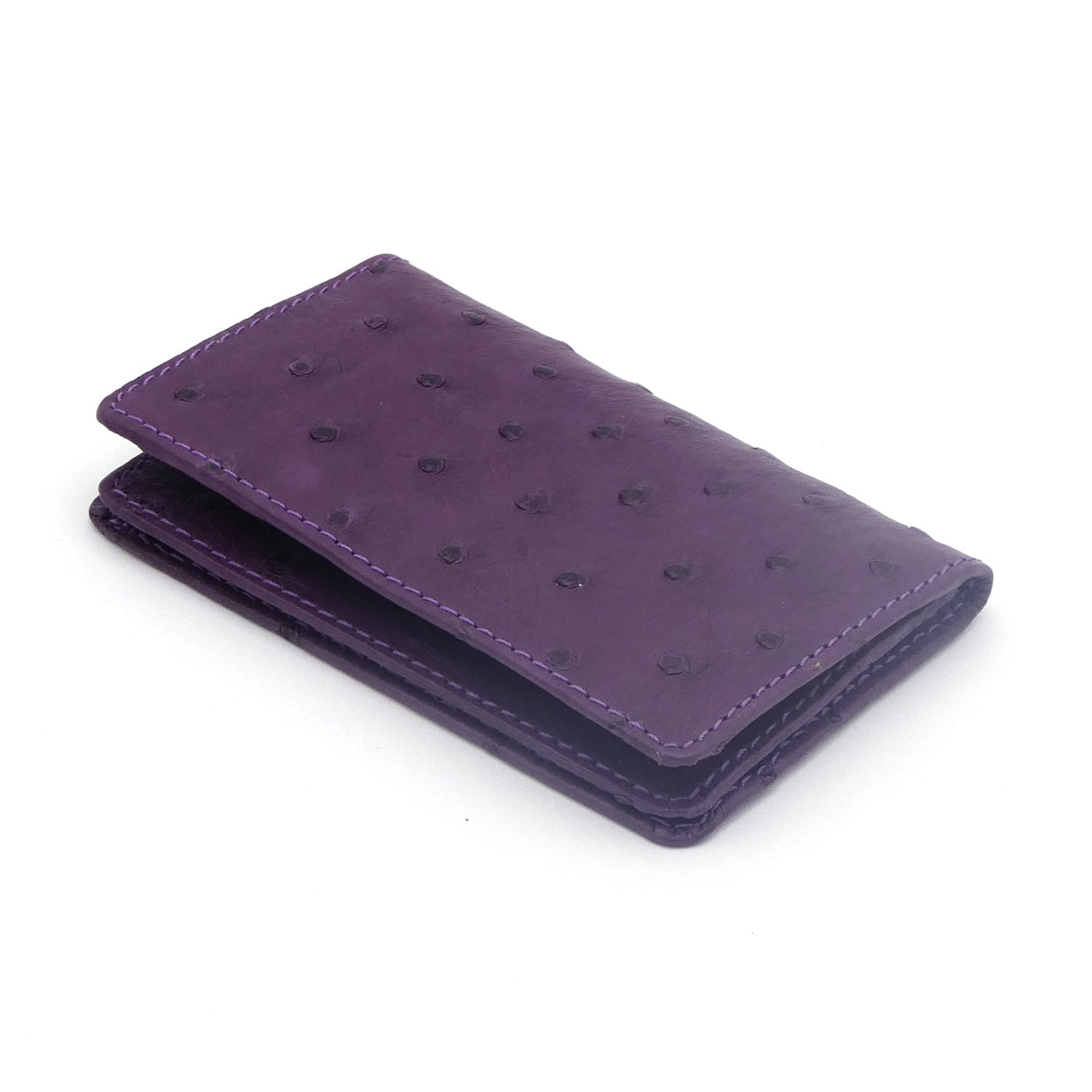 Ostrich Leather Business Card Holder Wallet - Ostrich Leather Wallet