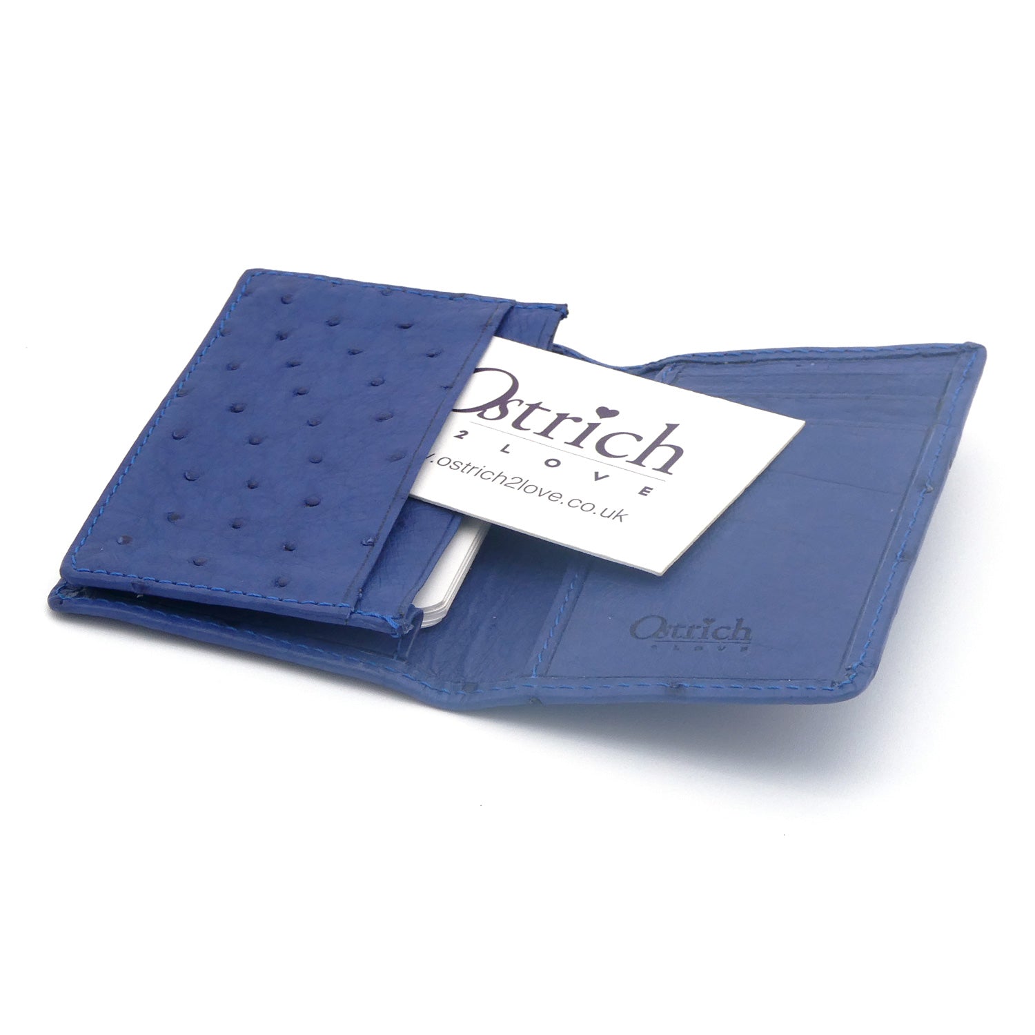 Ostrich Leather Business Card Holder Wallet - Ostrich Leather Wallet