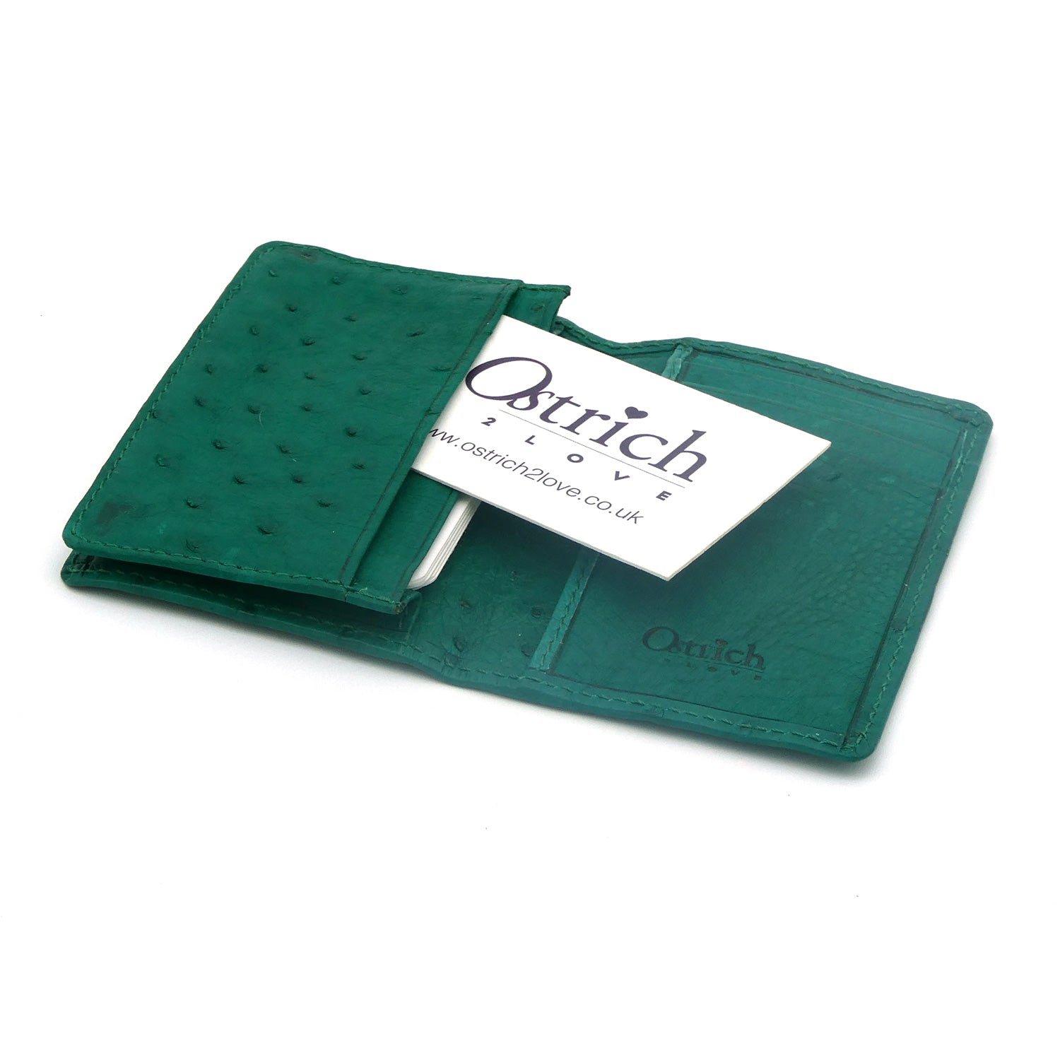 Ostrich Leather Business Card Holder Wallet - Ostrich Leather Wallet