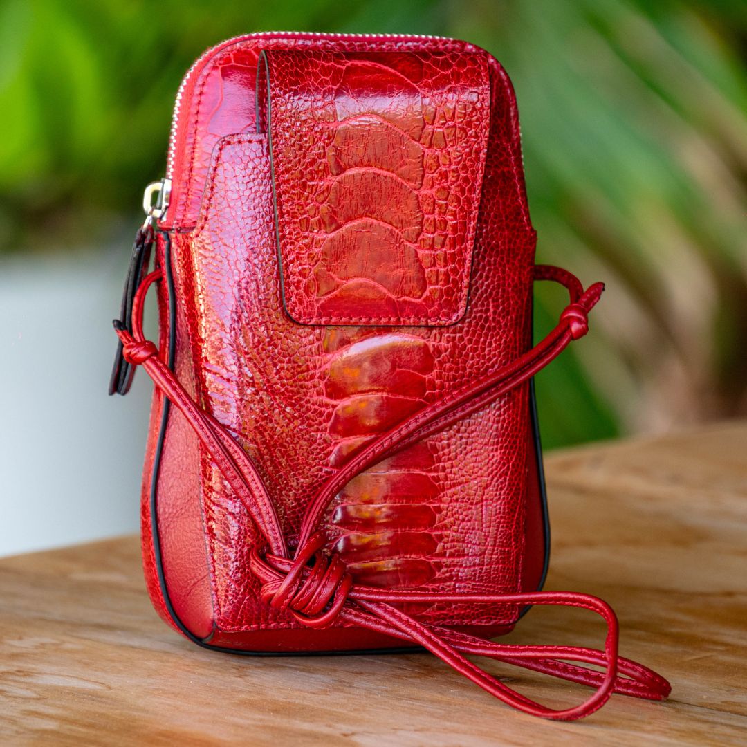 Ostrich Shin Leather Phone Bag - Ostrich Leather Bag