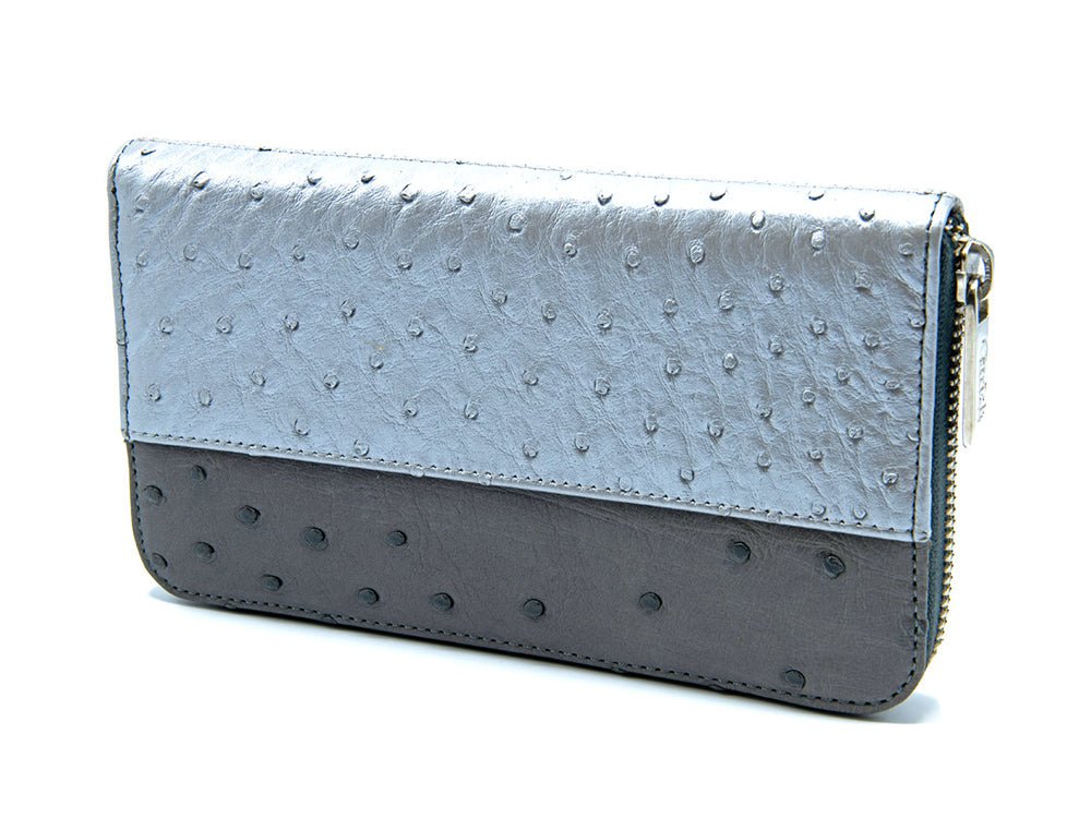 Cango Zip Clutch Two Tone Ostrich Leather Wallet for Sale Online