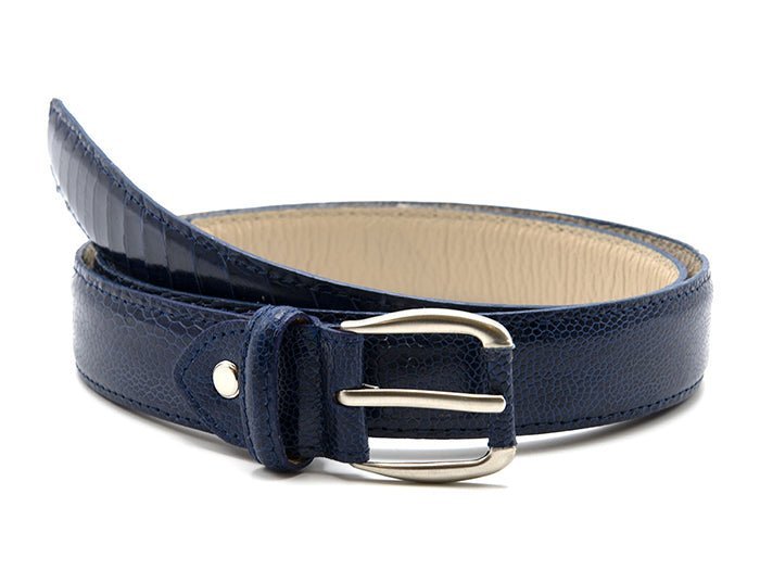 Genuine Ostrich Leather Shin Belt (Midnight Blue)