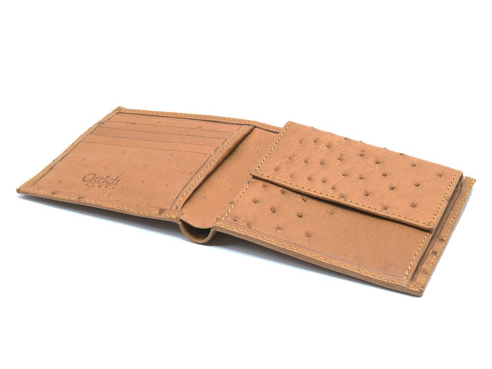 Ostrich Leather Bill &amp; Coin Wallet - Ostrich Leather Wallet