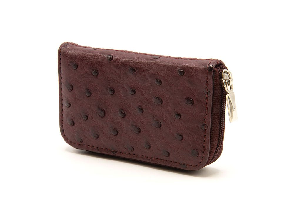 Ostrich Leather Mini Zip Coin Purse