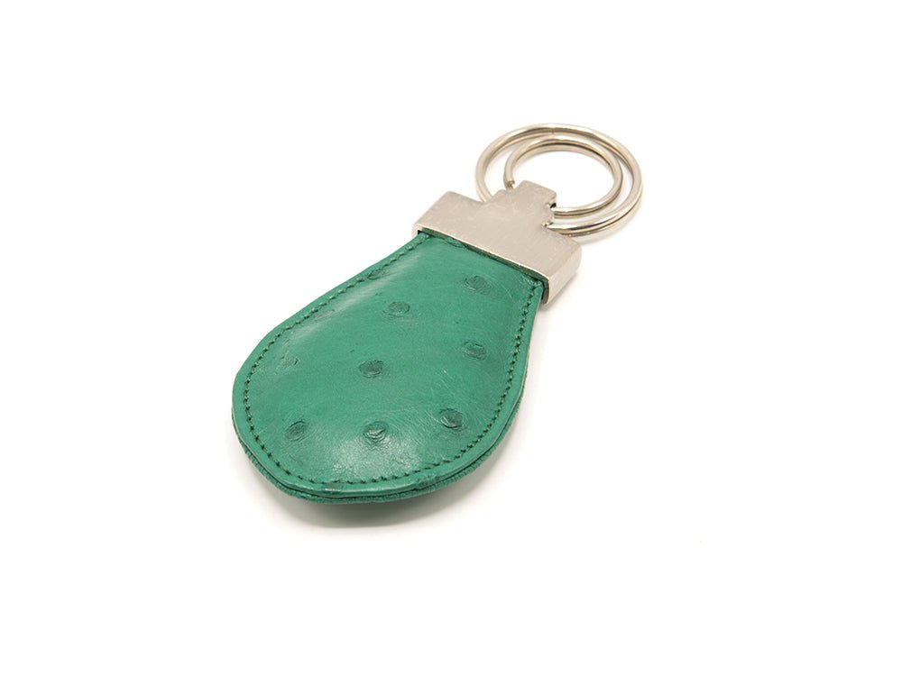 Keyring in genuine ostrich leather with silver outlet hardware, 2 coloured /home sweet home/handmade in Toronto- Canada