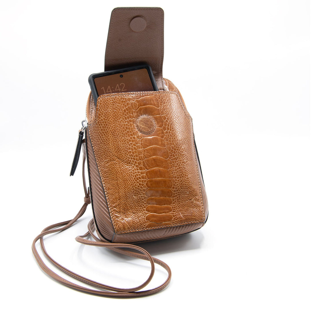 Ostrich Shin Leather Phone Bag - Ostrich Leather Bag